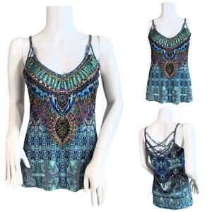 VENUS Rhinestone Embellished Colorful Tank Top SZ M $49